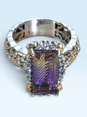 Vintage Michael Valitutti Gems en Vogue Natural Ametrine 925 Silver Ring